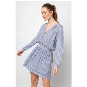 Rails | Striped Linen Jasmine Dress In Tibet Stripe Blue White Nautical Beach M